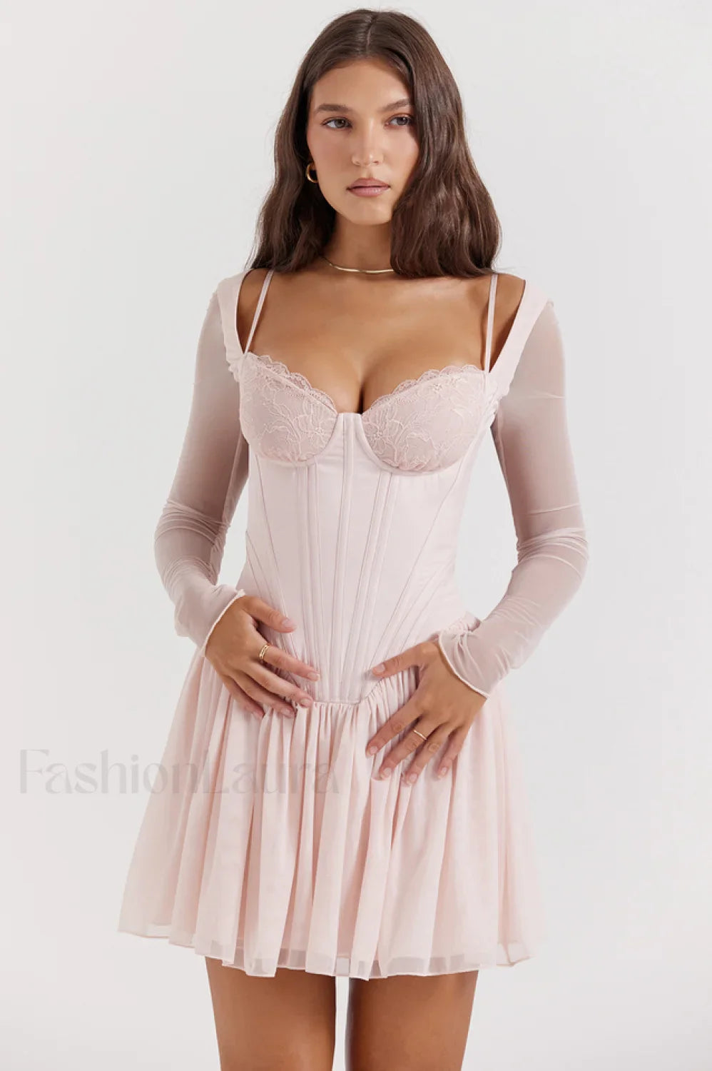 ViVi Soft Peach Charming Corset Mini Dress