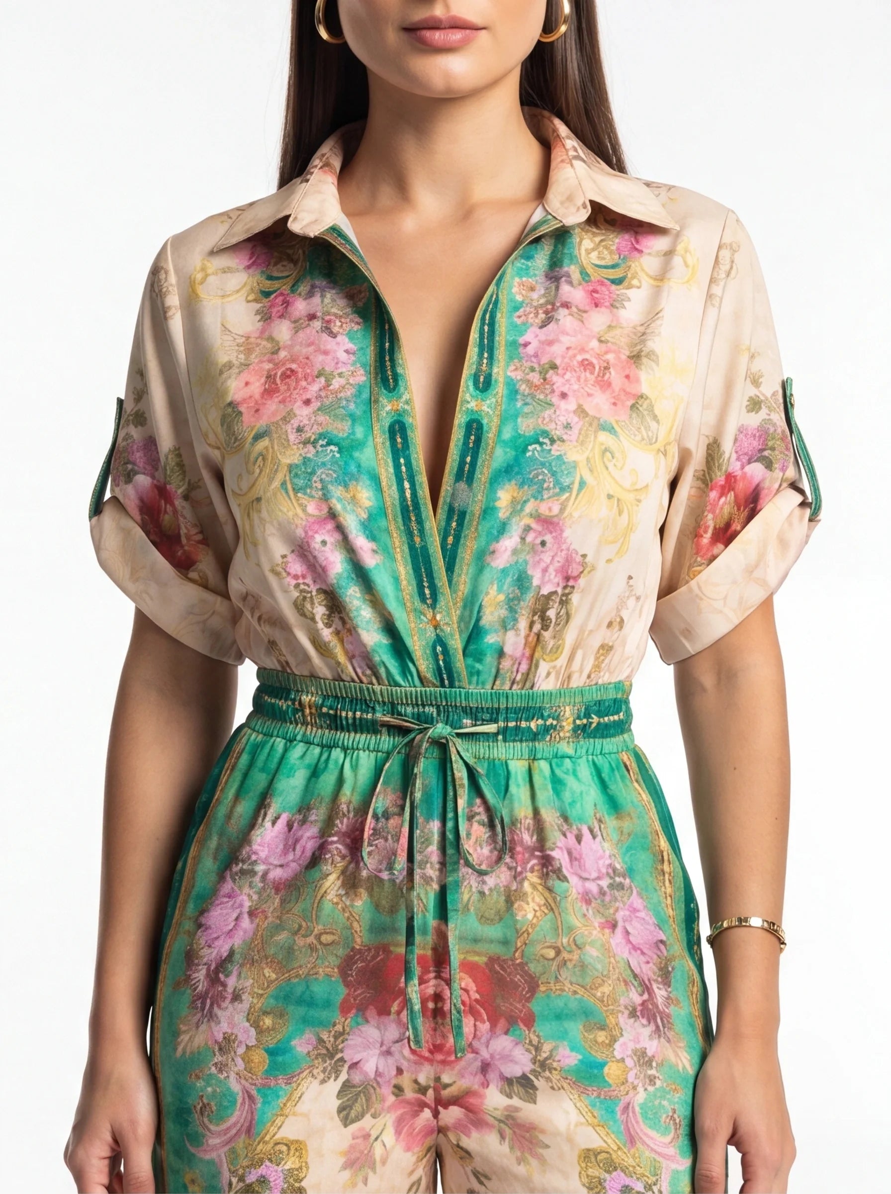 Vera Floral Wide-Leg Jumpsuit with Pockets