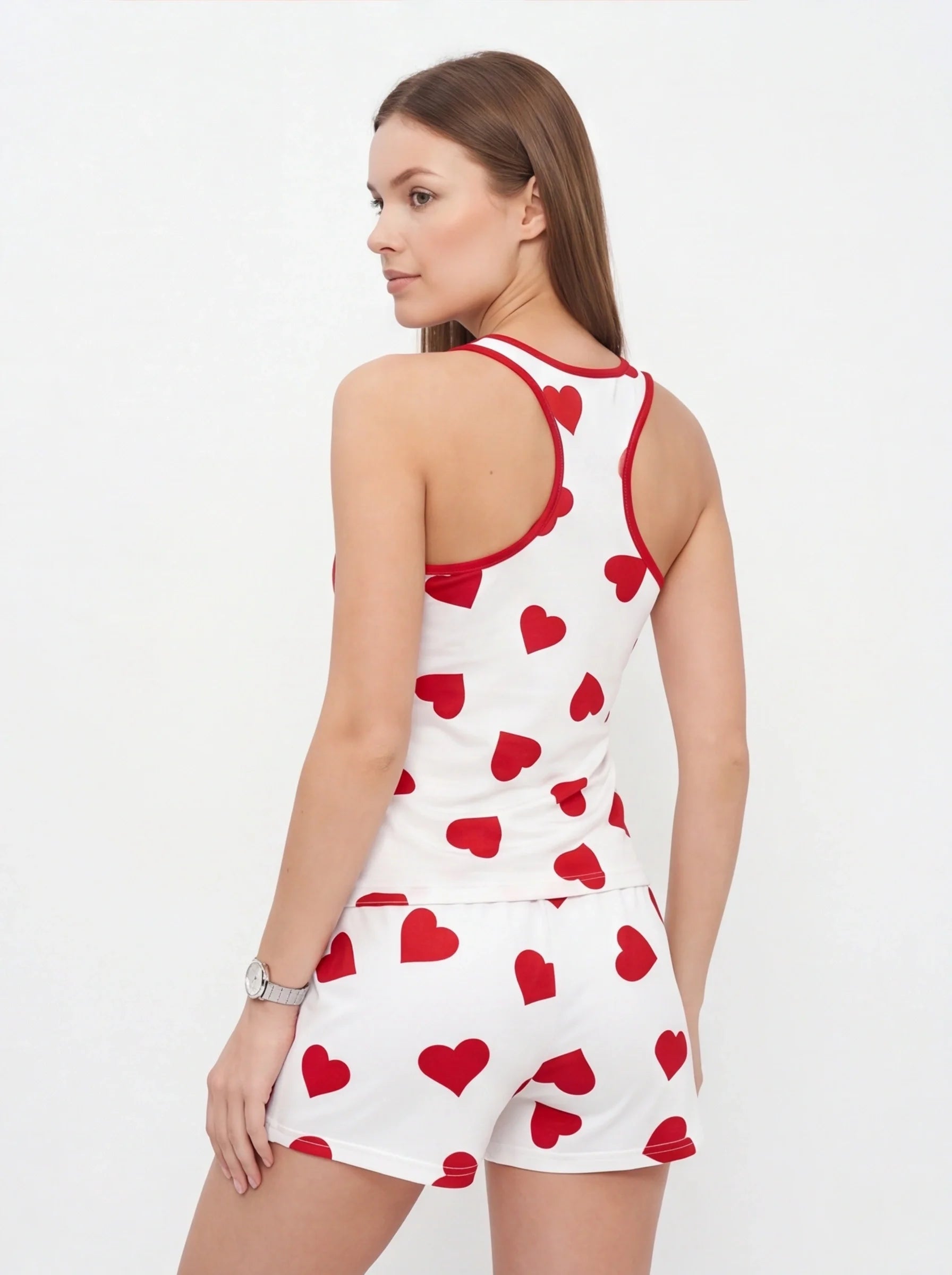 Cozy Heart Print Pajama Set | Soft Fabric & Adjustable Drawstring Wais