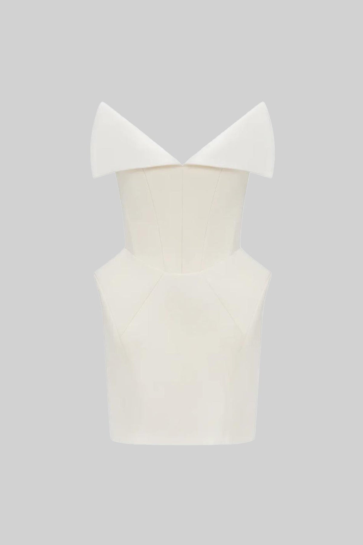 Strapless Folded V-Neckline Corset Bodice Structured Mini Dress 2
