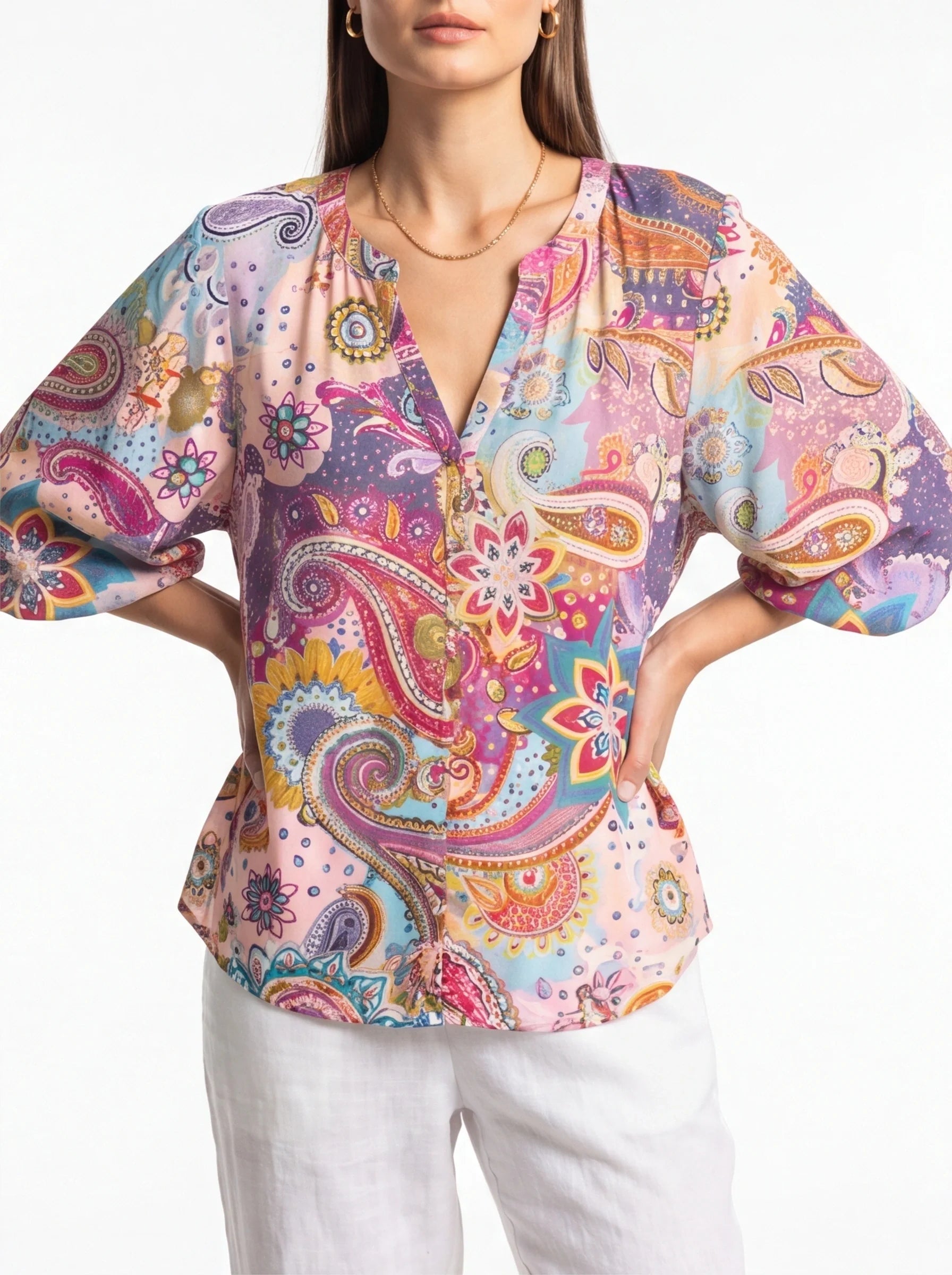Floral Print Casual Blouse with Soft Fabric and Relaxed Fit - Jamota