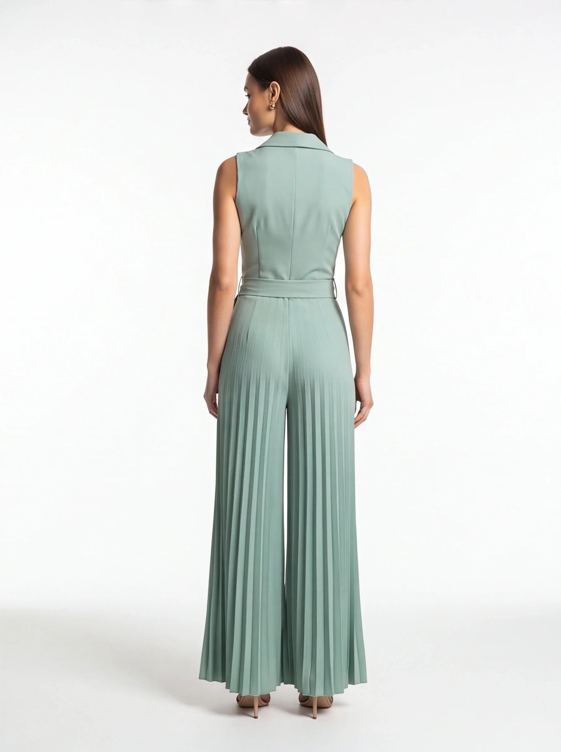 Elegant Tailored Wide-Leg Jumpsuit with Pockets & Adjustable Straps