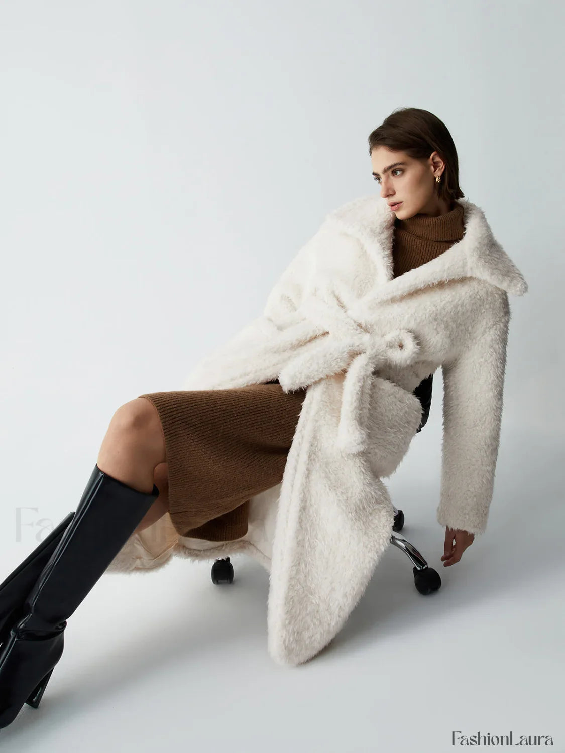 Warm Embrace Graceful Furry Trench Coat