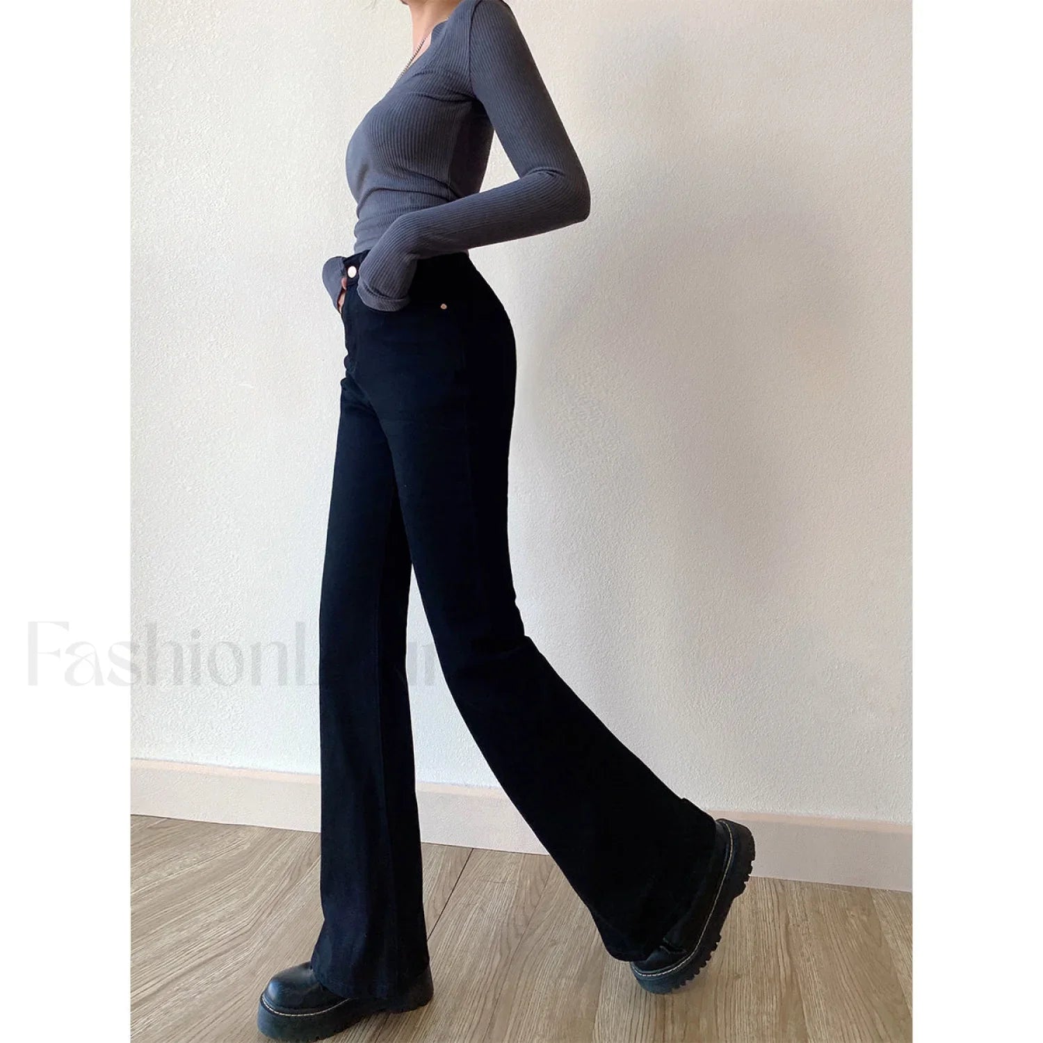 Washed High Waist Trendy Slim Flare Jeans