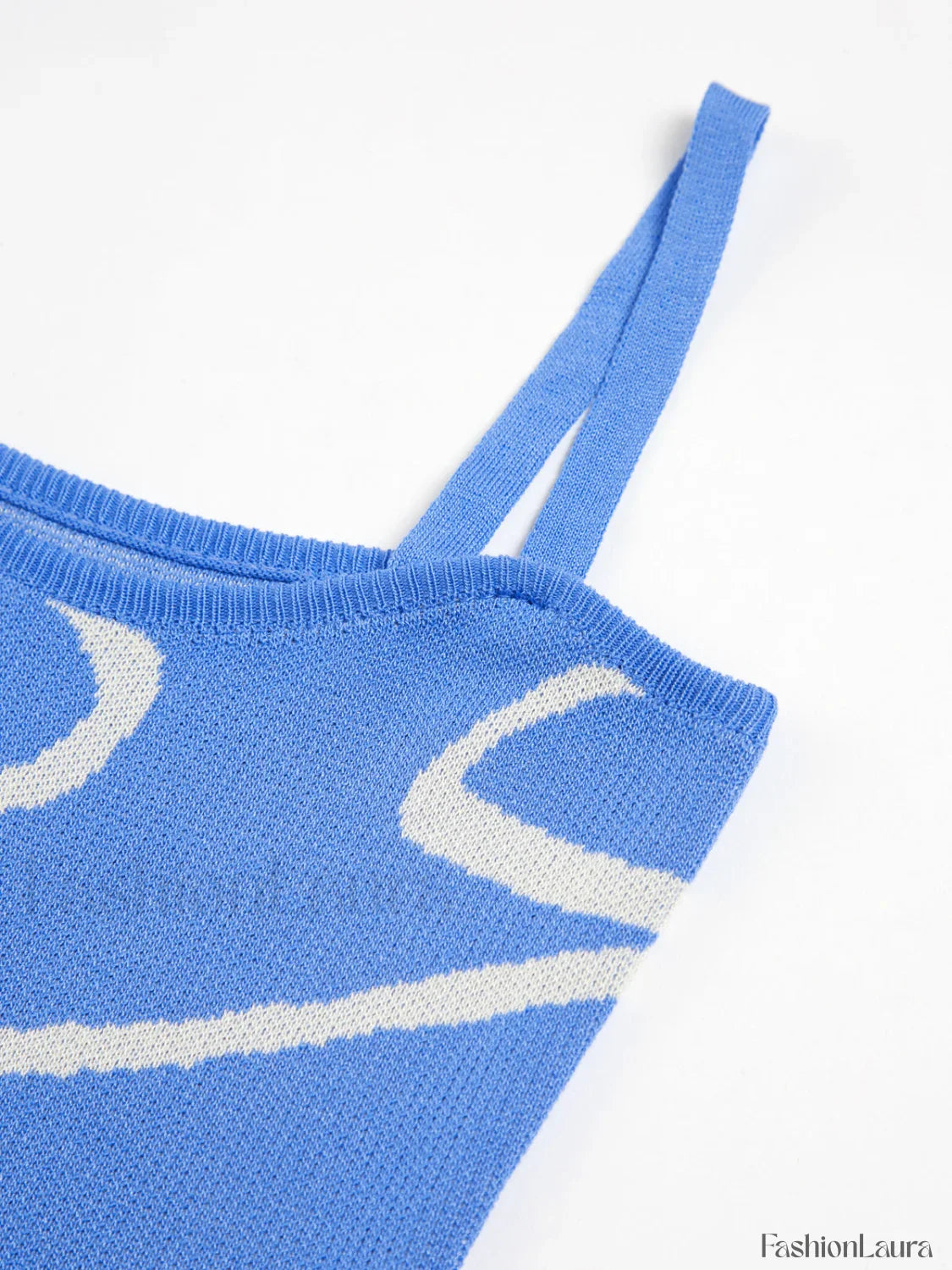 Wavy Print Graceful Strap Midi Dress