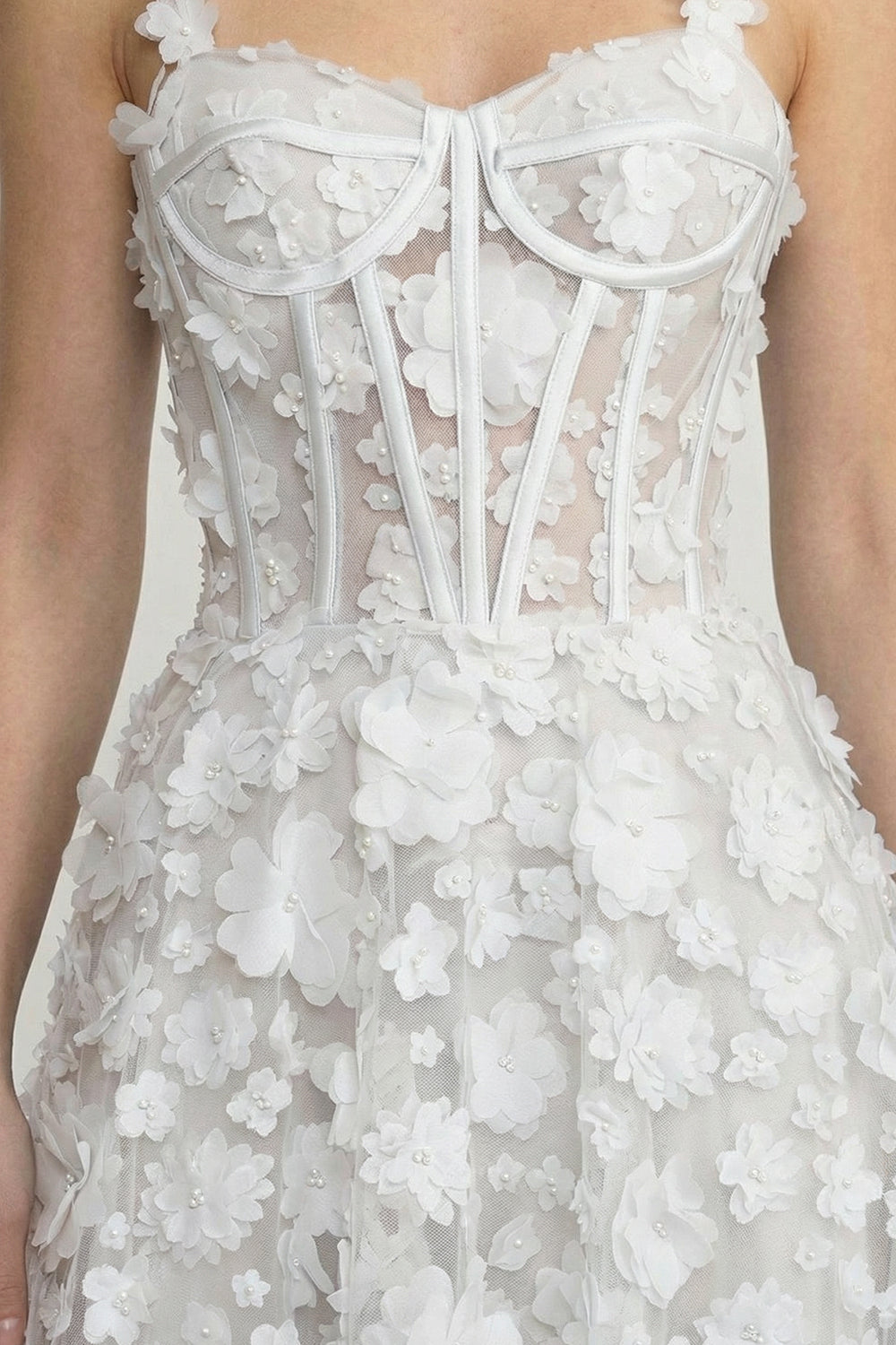 Floral Applique Sweetheart Neck Corset Bodice A-Line Maxi Dress 7