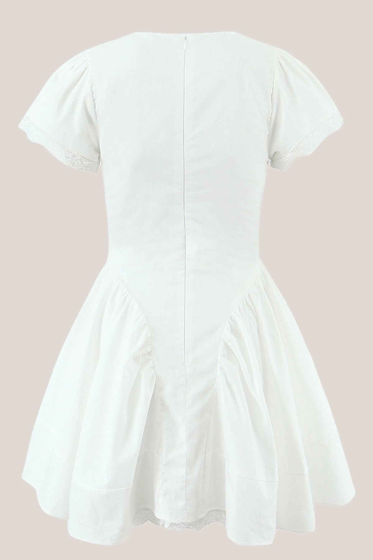 White Cotton A-Line V-Neck Mini Dress