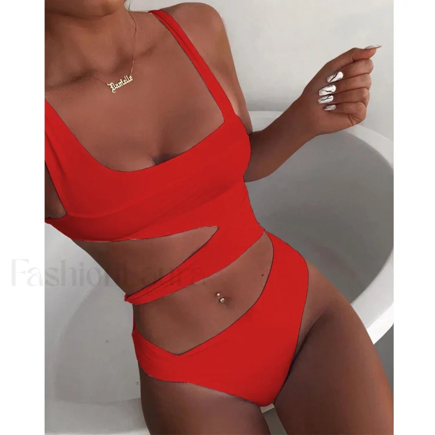 White Cut Out Push Up One Piece