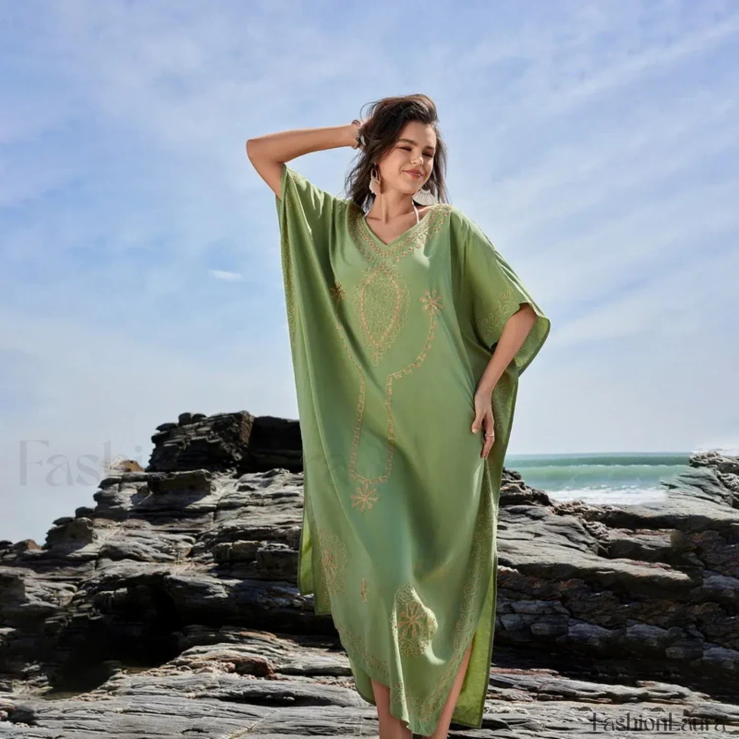White Kaftan Chiffon Kimono Cover Up