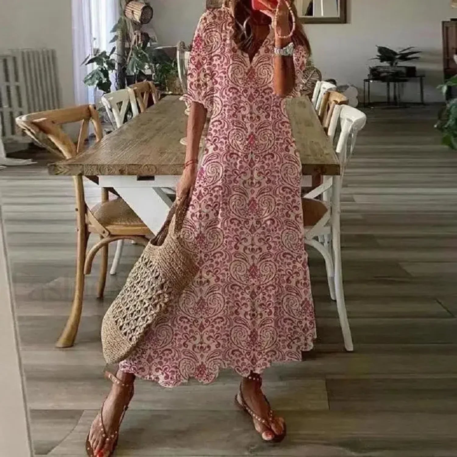 White Lace Hollow-Out Boho Dress