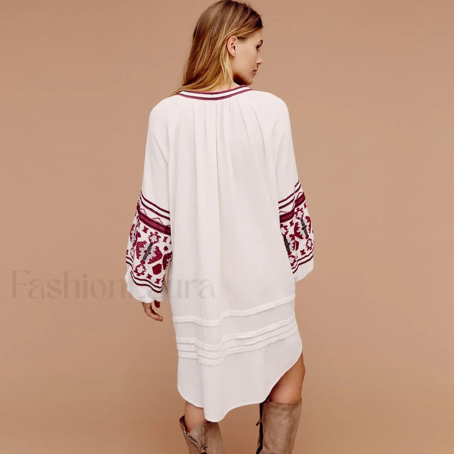 White Puff Sleeve Boho Dress