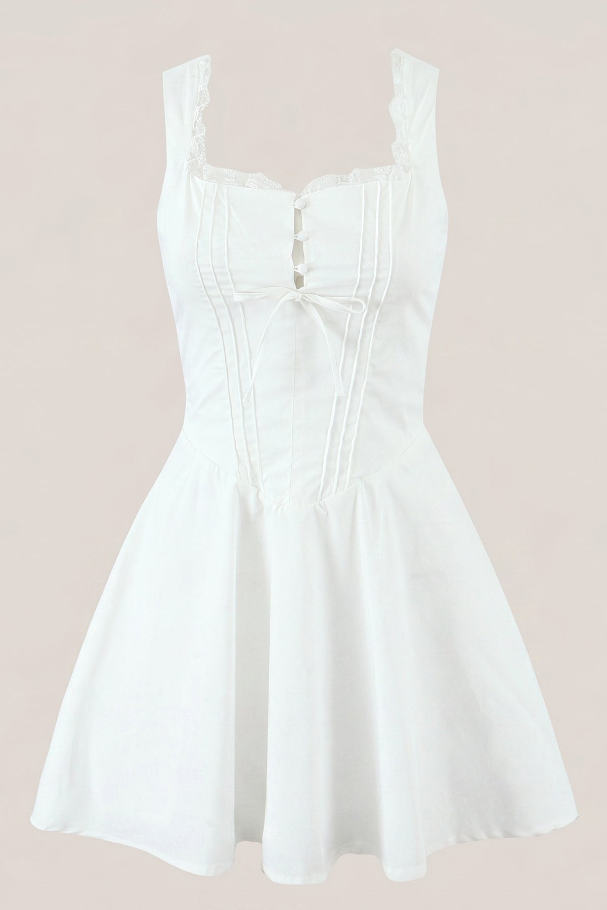 White Cotton Ruffled A-Line Mini Dress