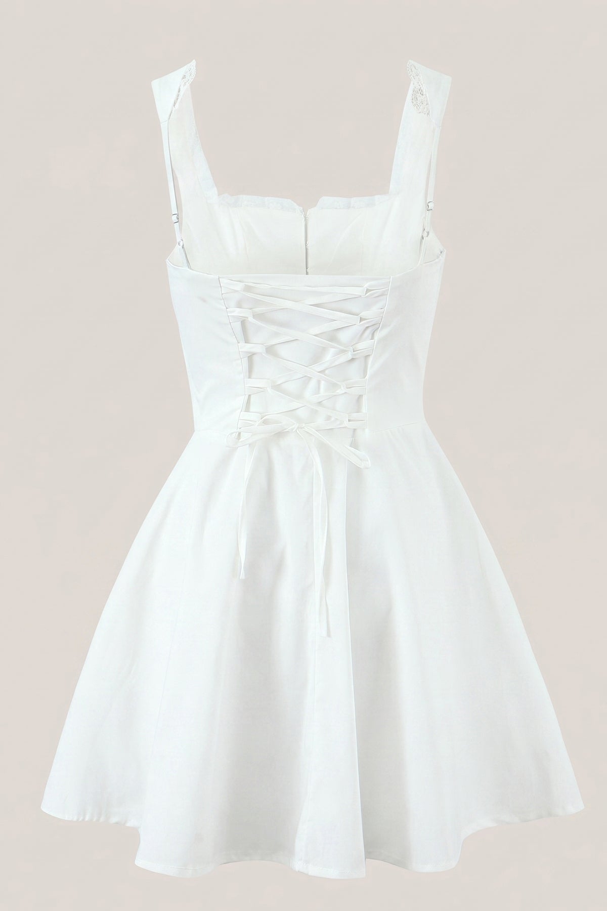 White Cotton Ruffled A-Line Mini Dress