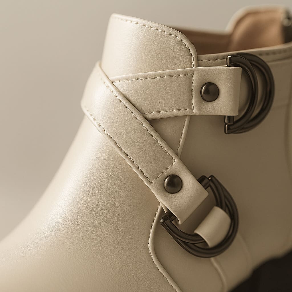Almond Toe Crossover Buckle Strap Block Heel Ankle Boots