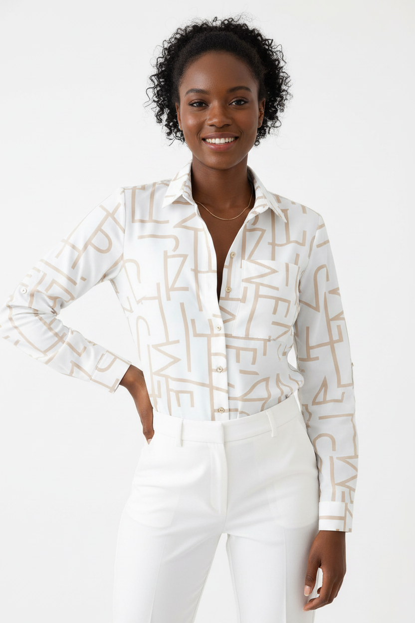 Stylish Structured Graphic Print Shirt | Breathable Fabric, Tailored F