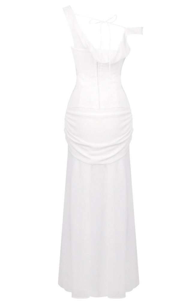 AMAYA DRAPED MAXI DRESS White