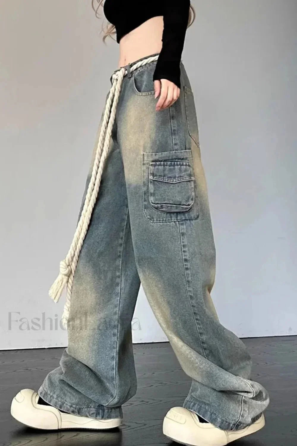 Wide Leg Patchwork Heart Jeans