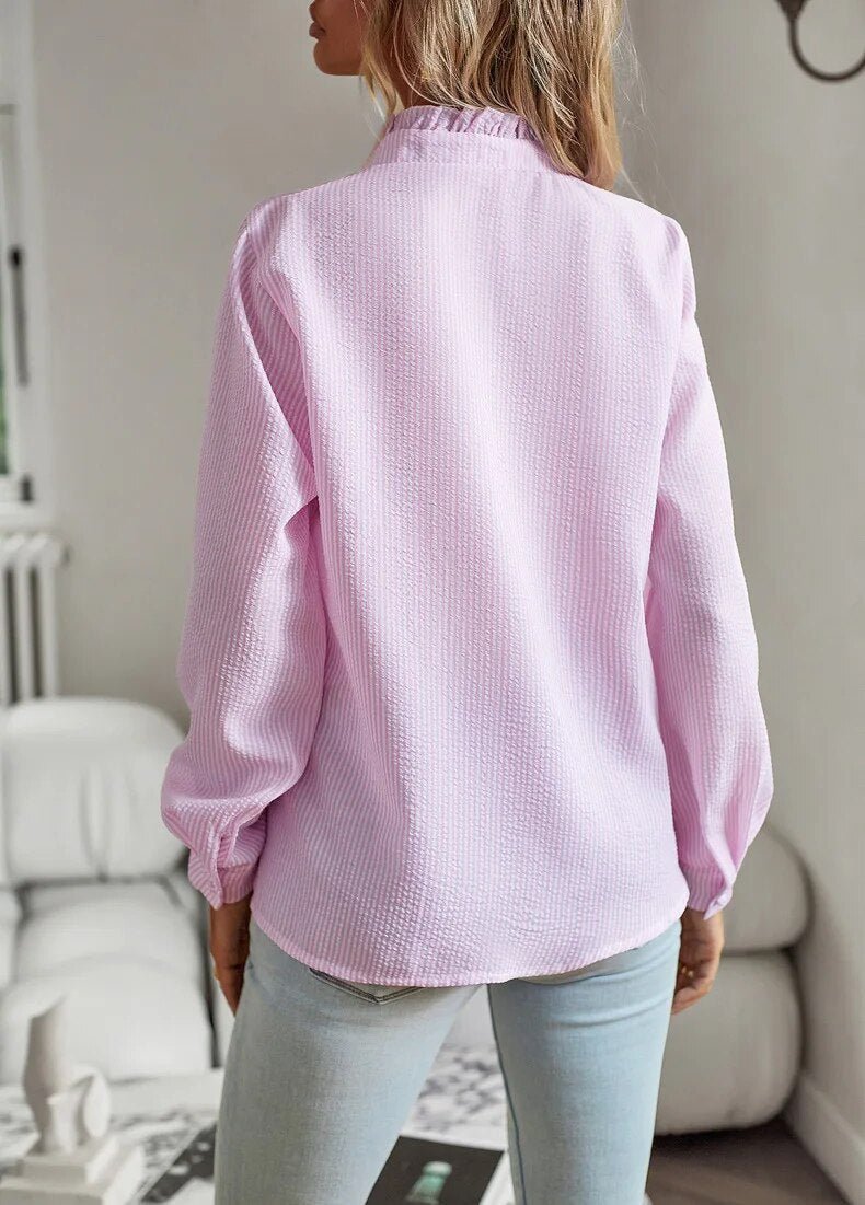 Petra™ | Elegant Long Sleeve Blouse with Cuff Collar