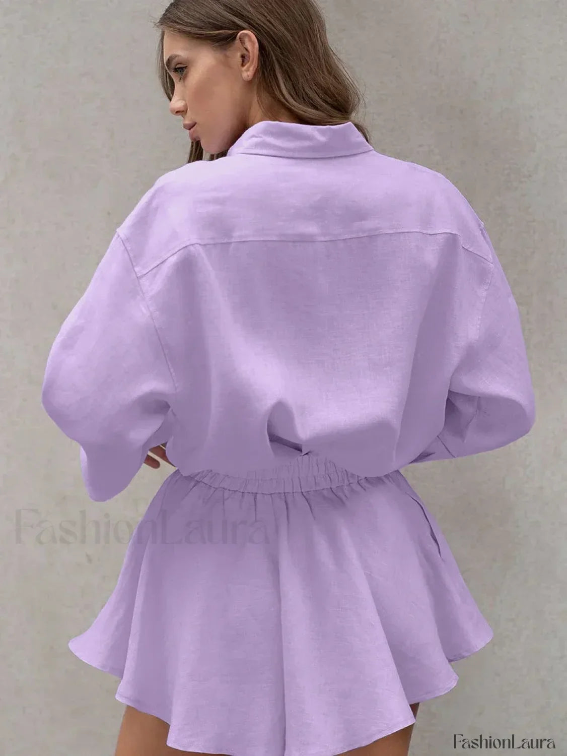 Winter Long Sleeve Shorts Two Piece Set