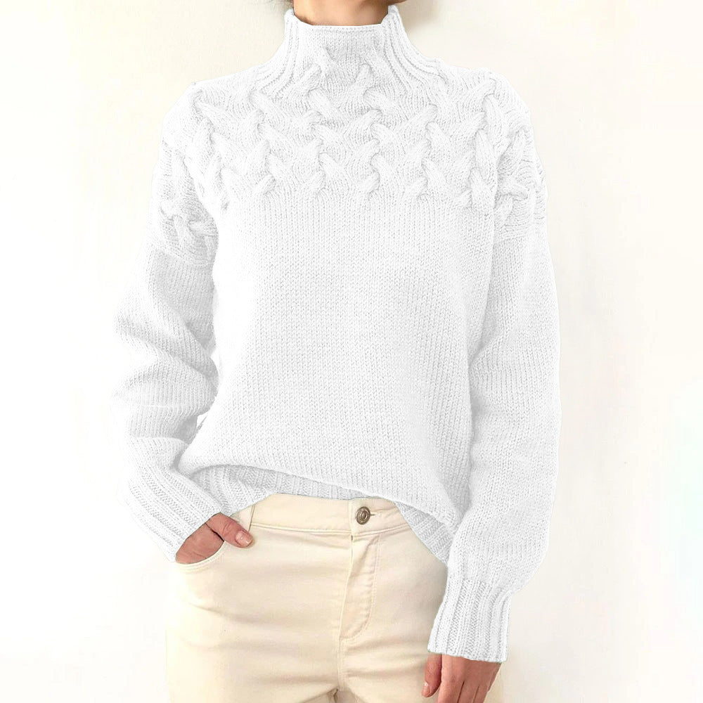 Turtleneck Cable Knit Long Sleeve Sweater