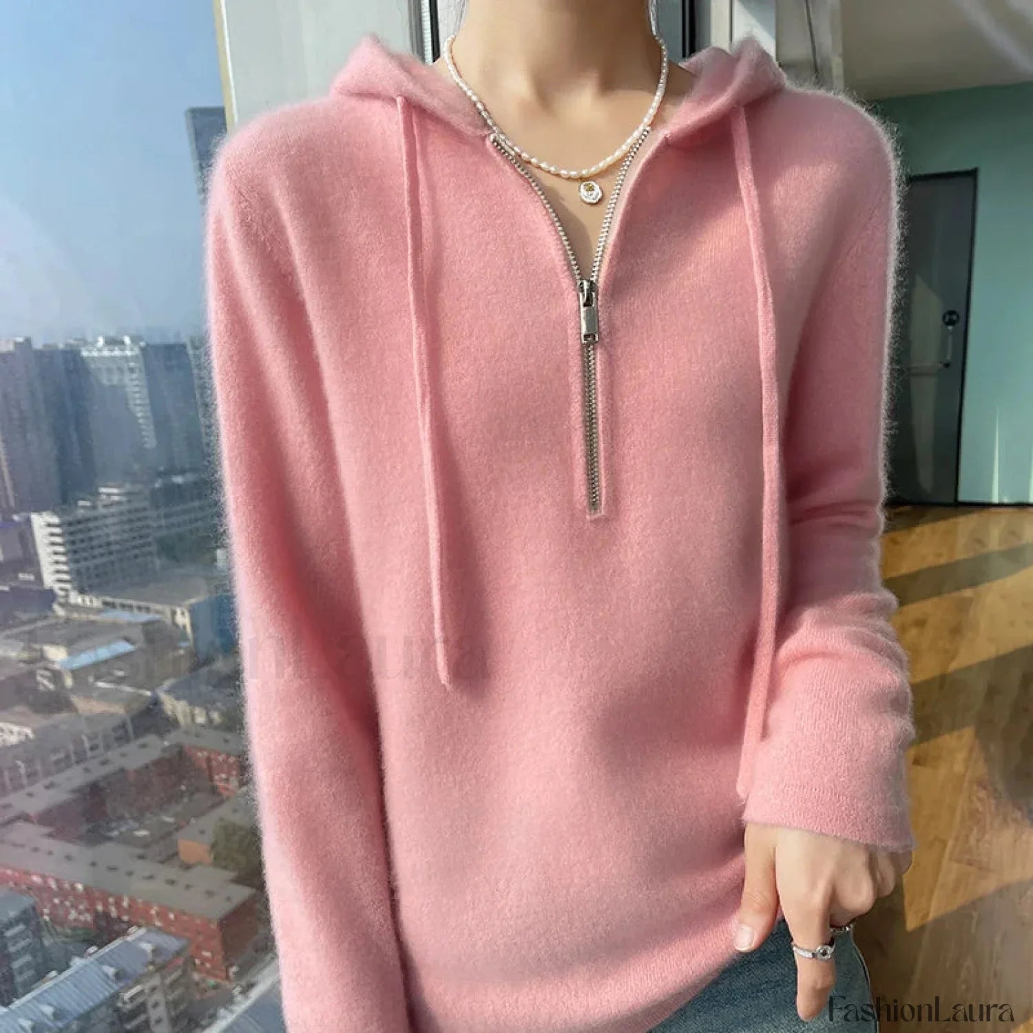 Women Merino Wool Pullover Autumn Long Sleeve Cashmere Knitted Hoodie Clothes Sweater