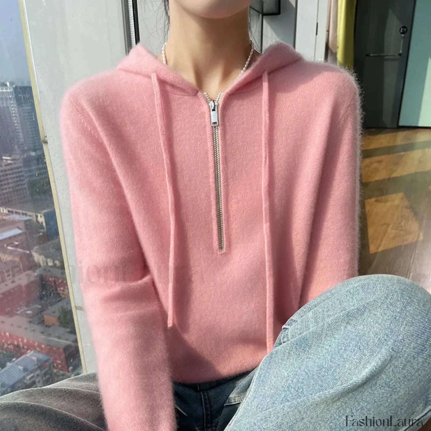 Women Merino Wool Pullover Autumn Long Sleeve Cashmere Knitted Hoodie Clothes Sweater