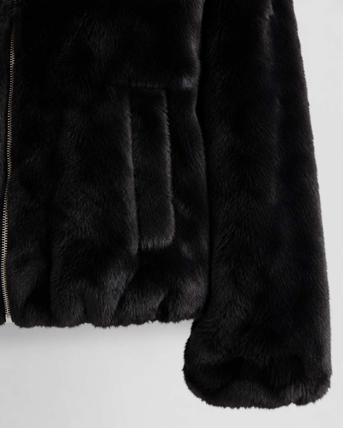 Hooded Zip Front Faux Fur Jacket