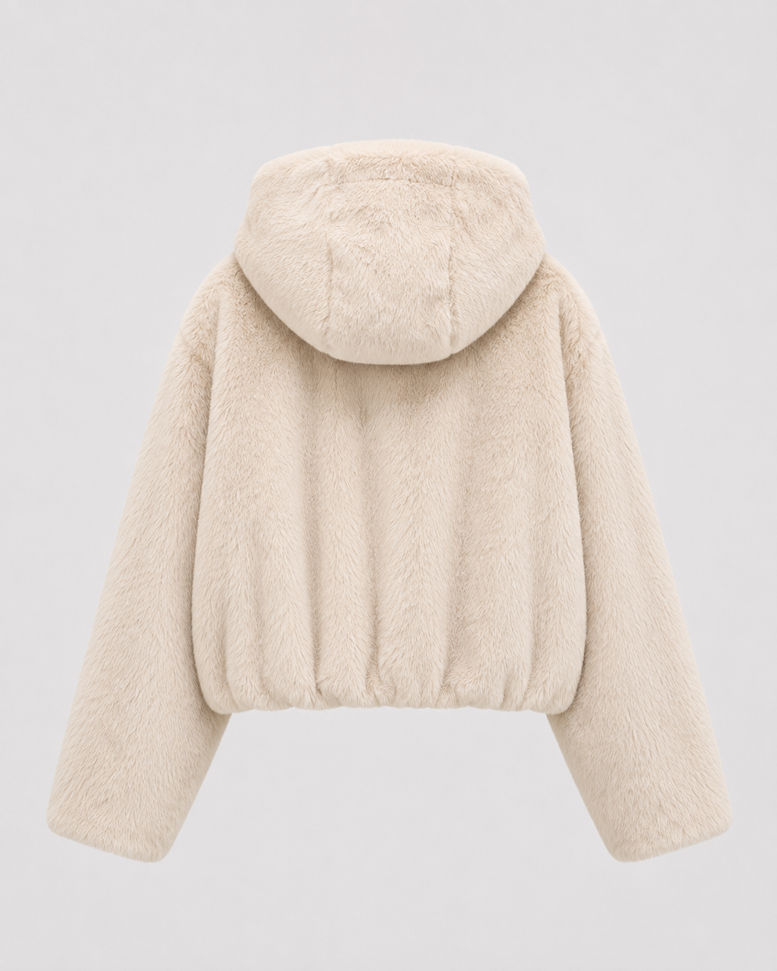 Hooded Zip Front Faux Fur Jacket