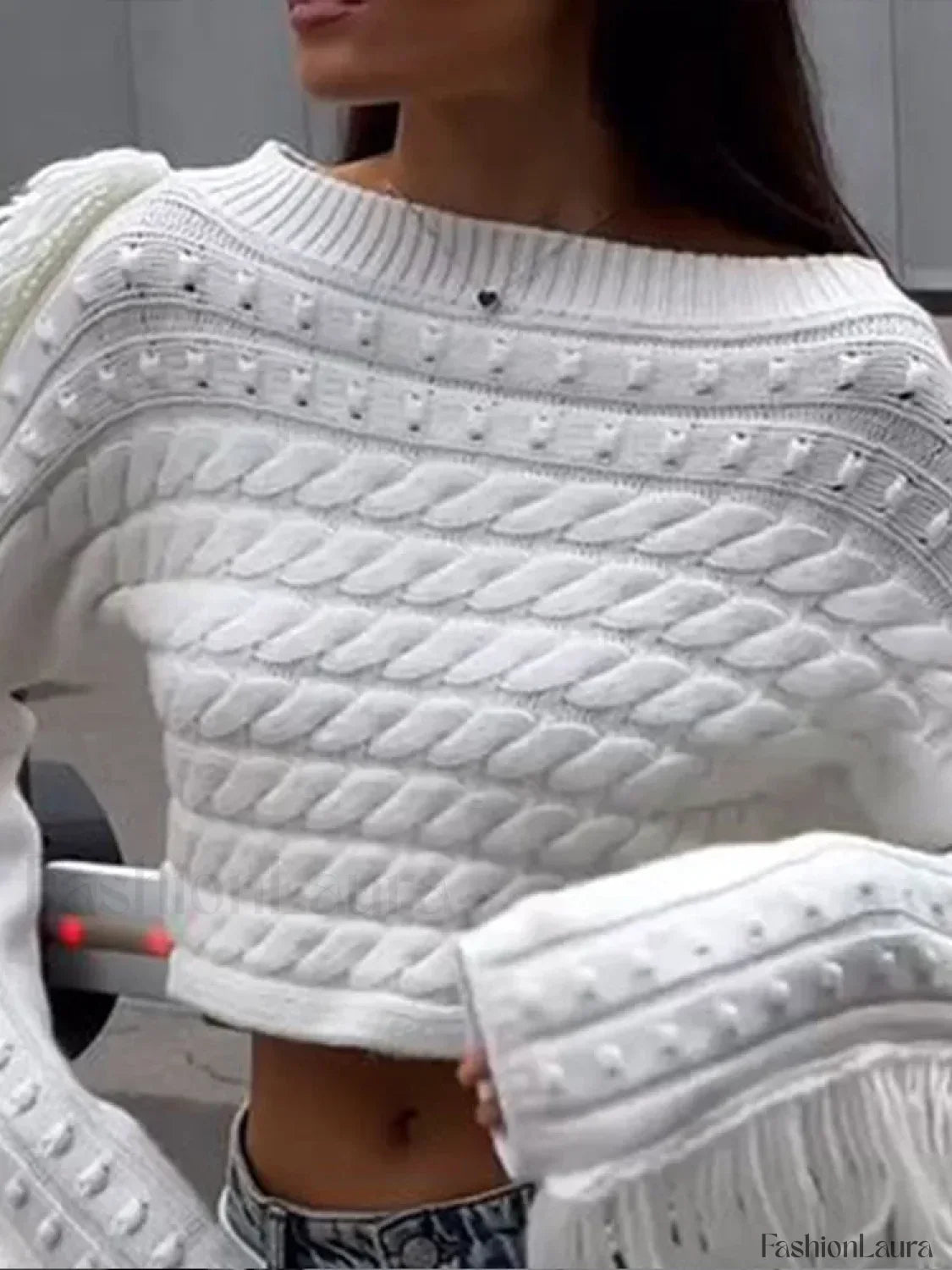 Women Vintage Solid Tassel Short Fashion Long Sleeve Knitted Pullover Sweater