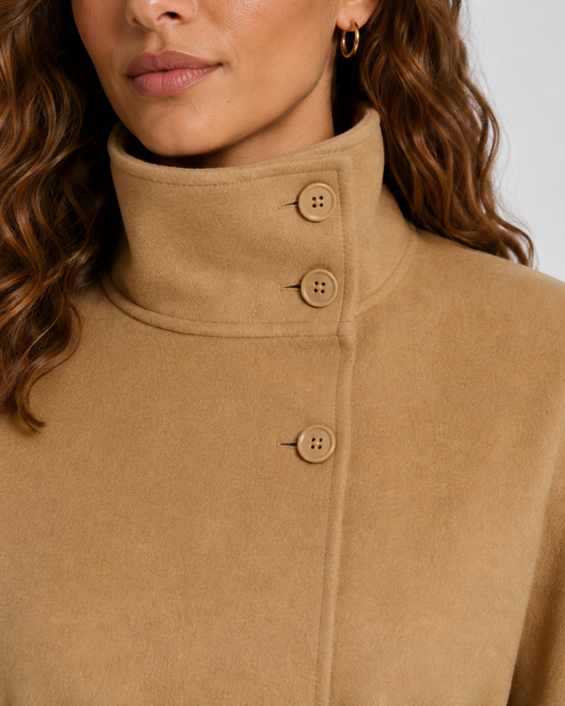 Belted Funnel Neck Wide Sleeve Cape Coat