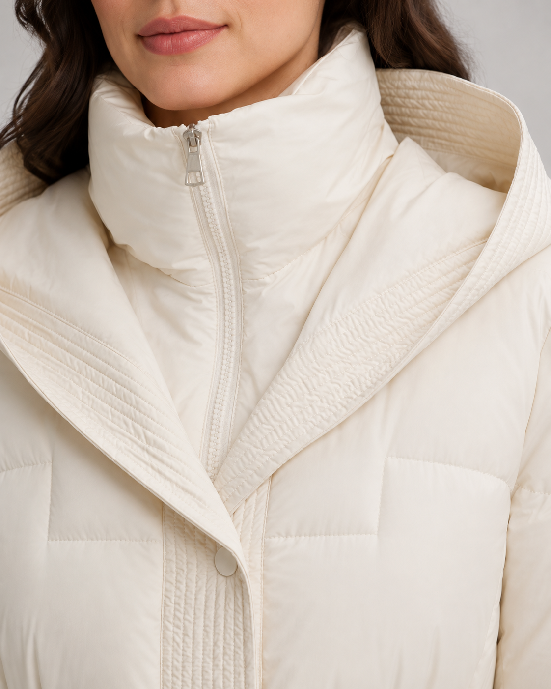 Hooded Belted Zip Front Longline Puffer Coat