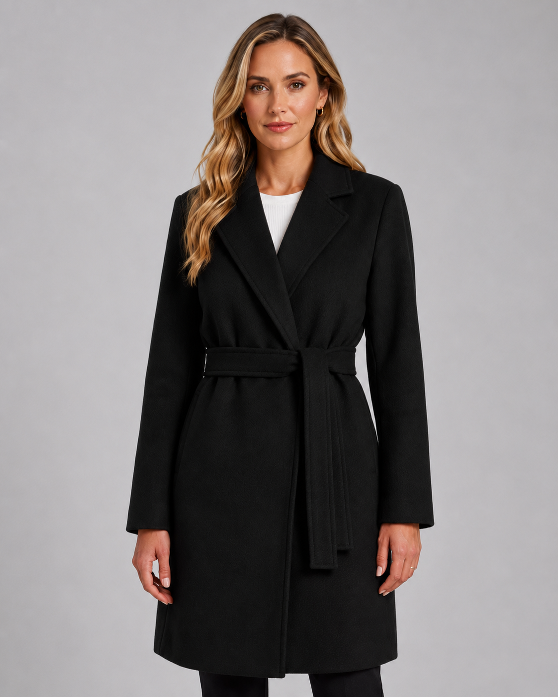 Notch Lapel Belted Wrap Coat