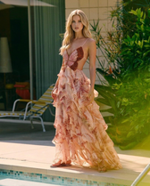 Butterfly Appliqué Tiered Ruffle Chiffon Maxi Dress 6
