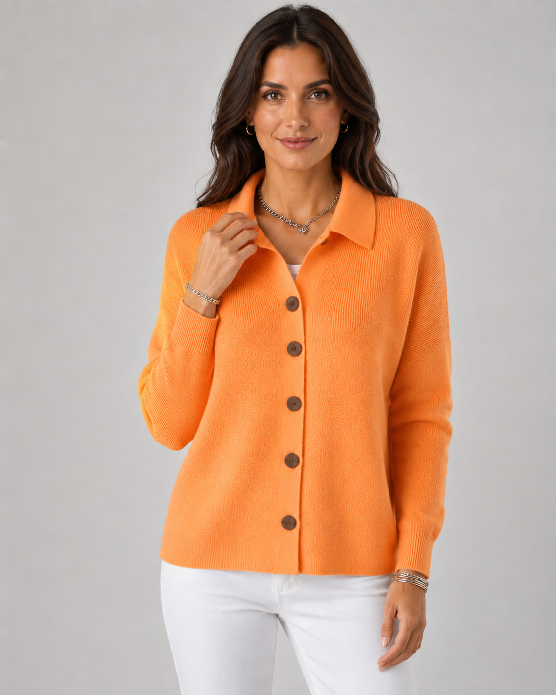 Women's Button-Up Knit Cardigan with Collar