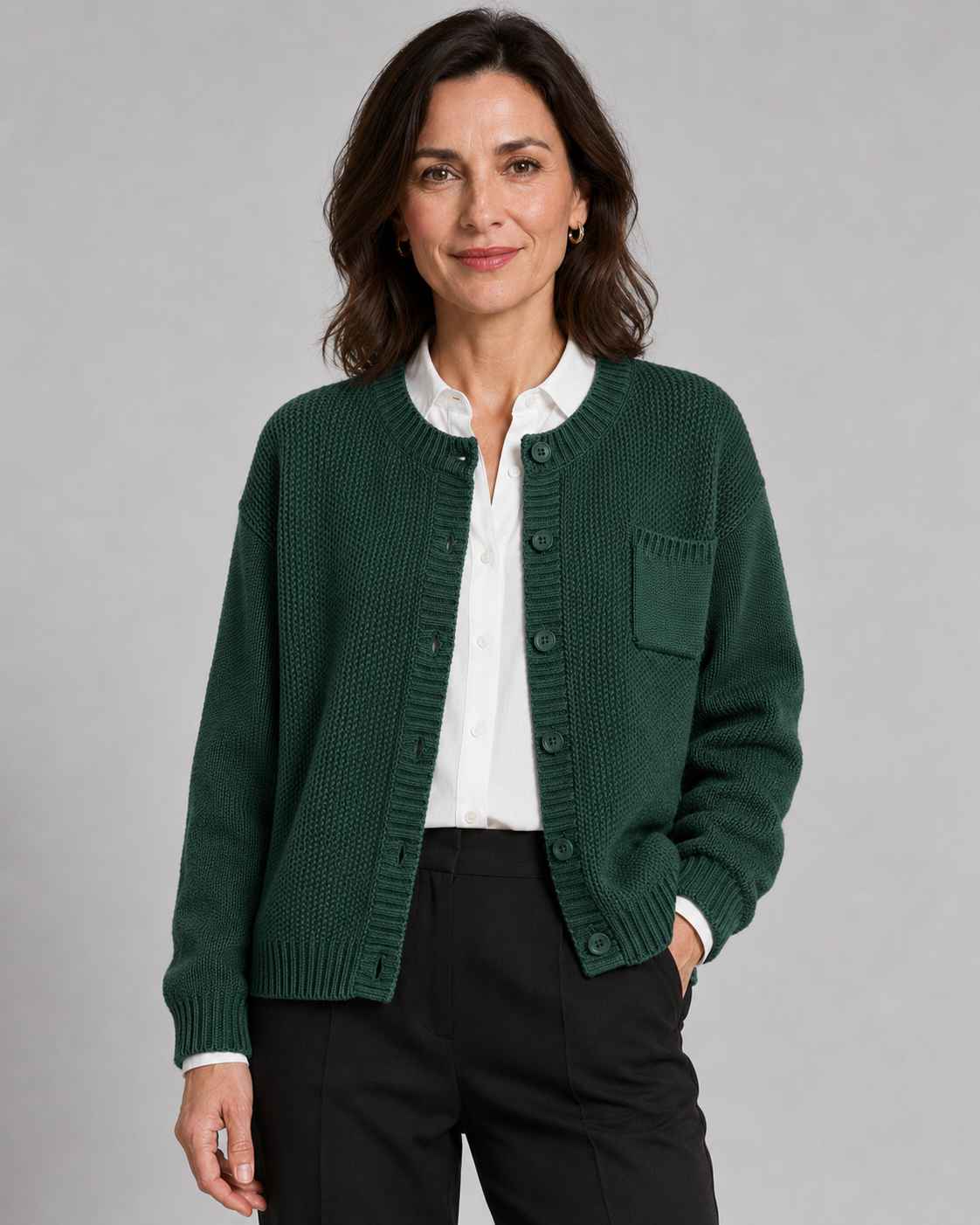 Women’s Button-Up Knit Cardigan with Pocket