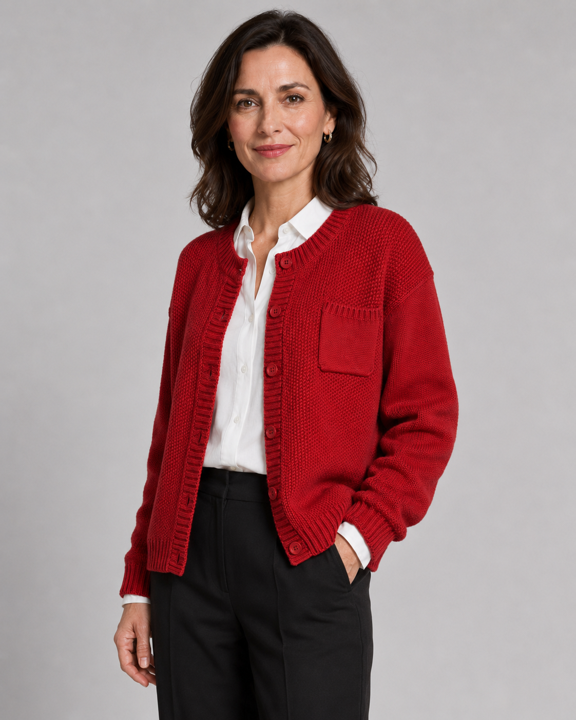 Women’s Button-Up Knit Cardigan with Pocket
