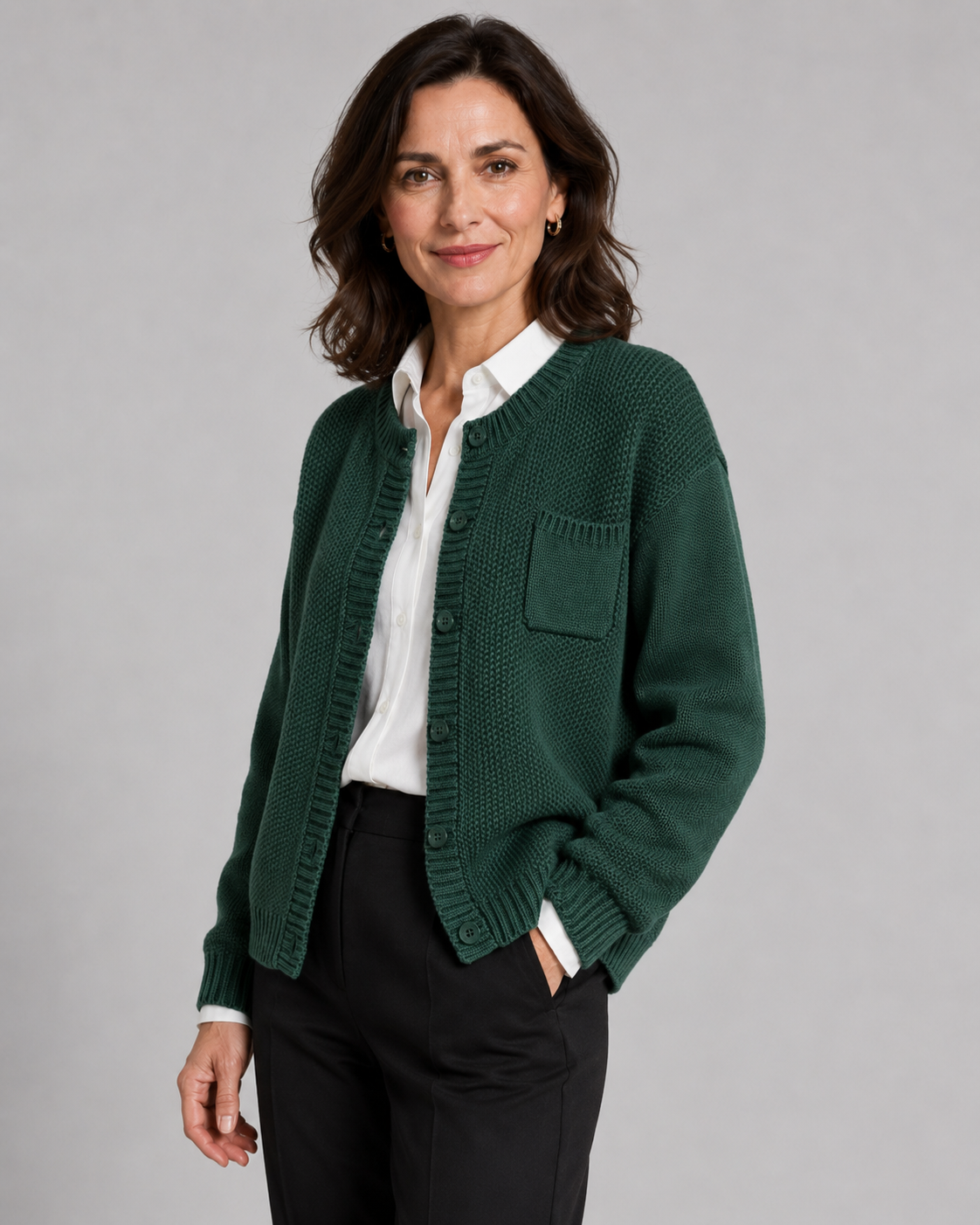 Women’s Button-Up Knit Cardigan with Pocket