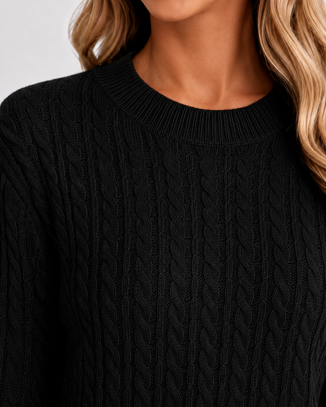 Women's Cable Knit Crew Neck Sweater