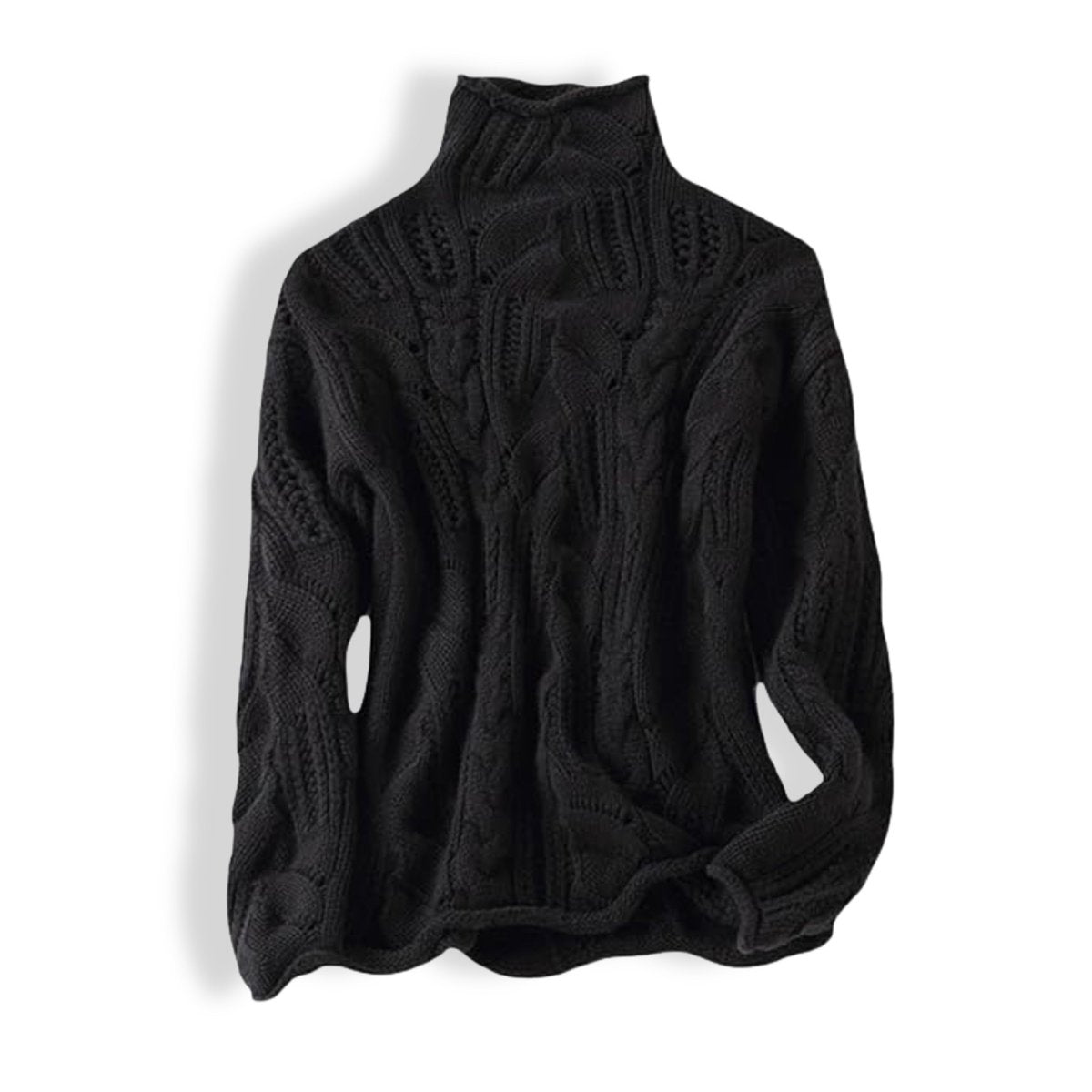 Turtleneck Chunky Cable Knit Pullover Sweater