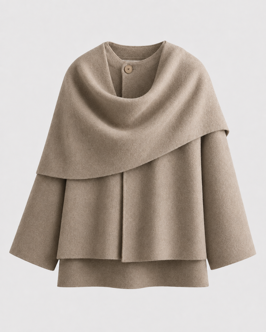 Draped Shawl Collar Boxy Cape Coat