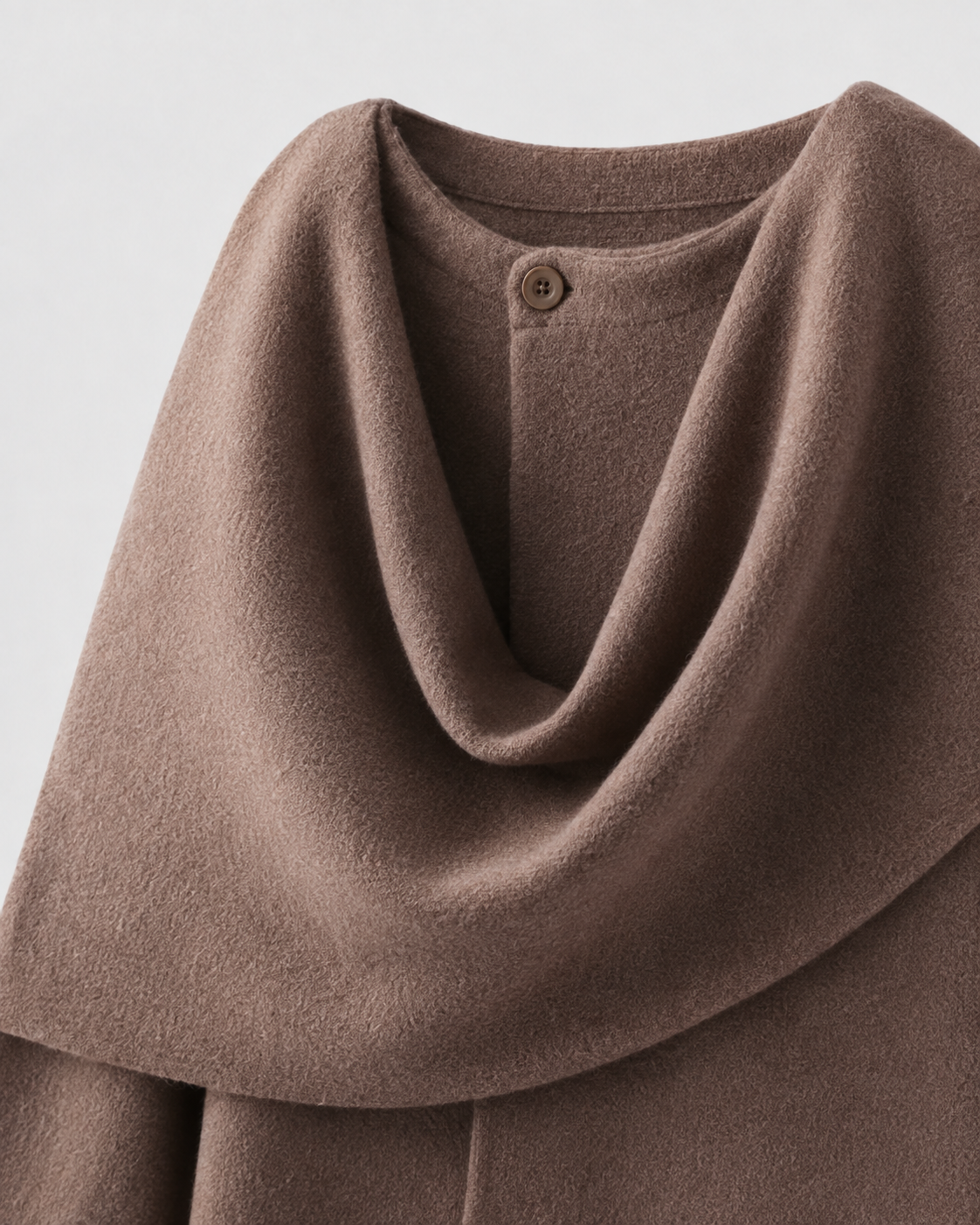 Draped Shawl Collar Boxy Cape Coat