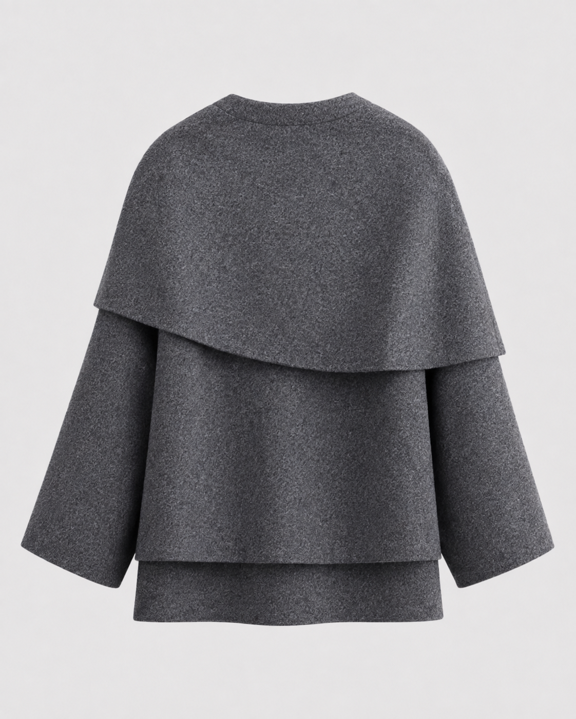 Draped Shawl Collar Boxy Cape Coat