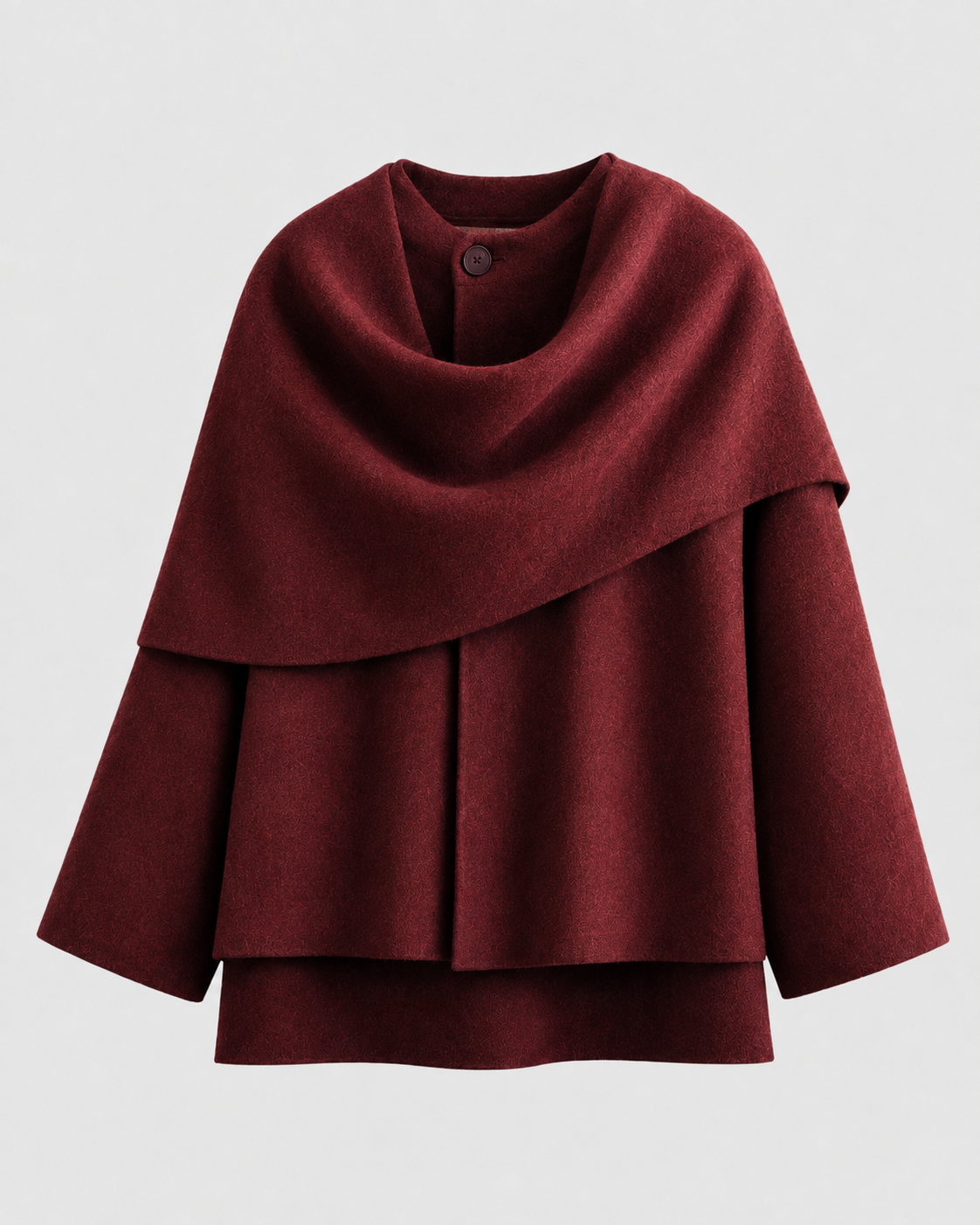 Draped Shawl Collar Boxy Cape Coat
