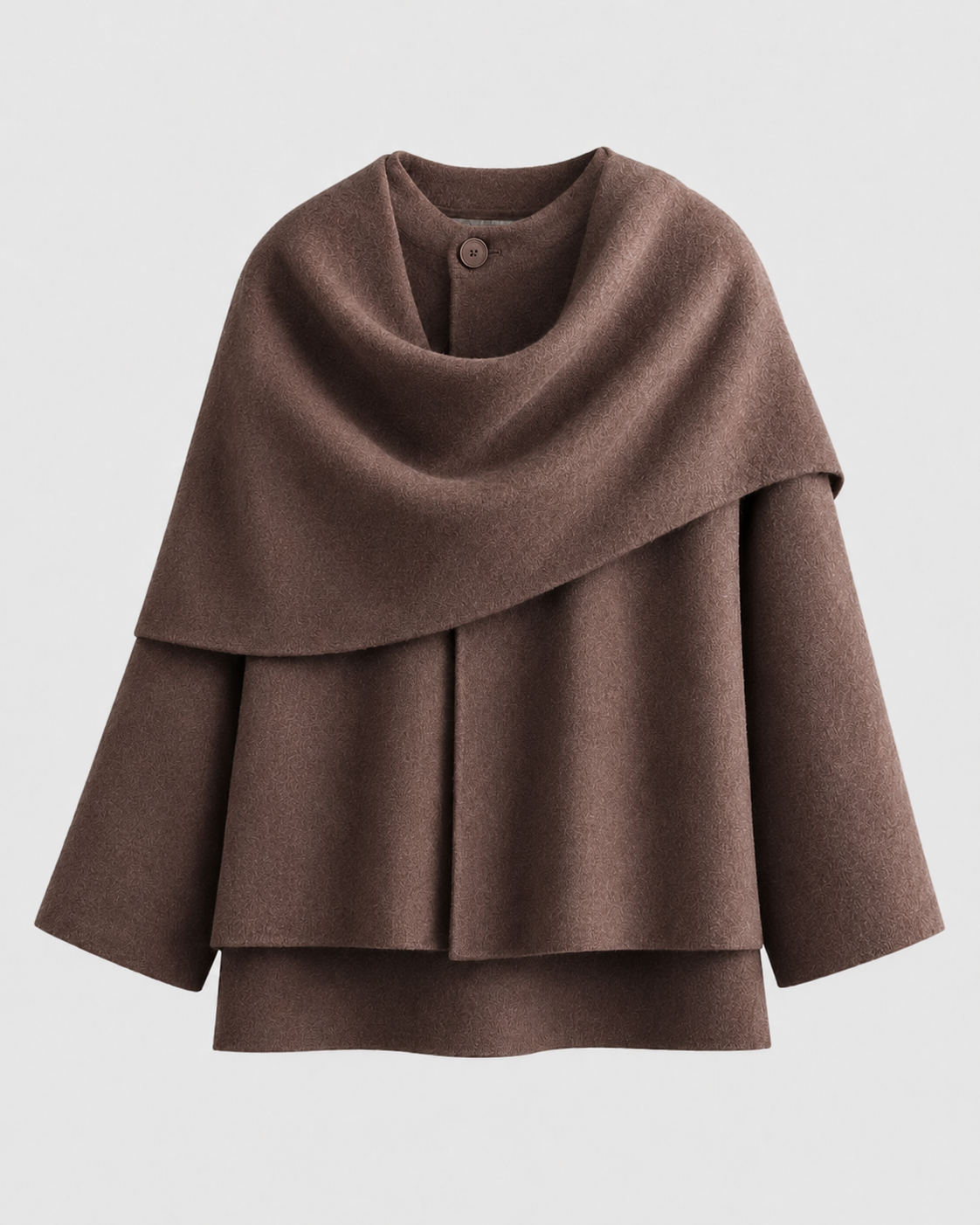 Draped Shawl Collar Boxy Cape Coat
