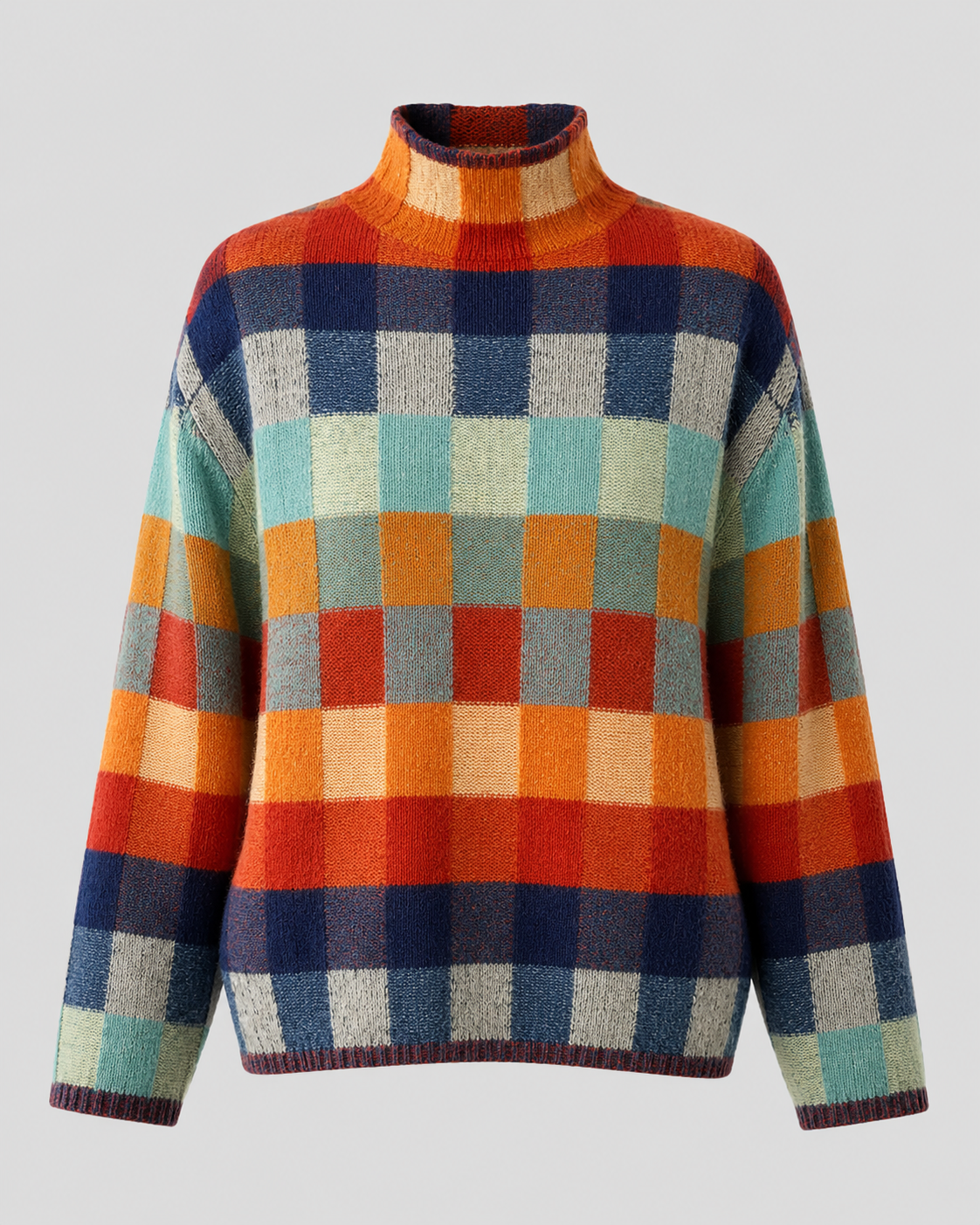 Women’s Check Knit Turtleneck Sweater