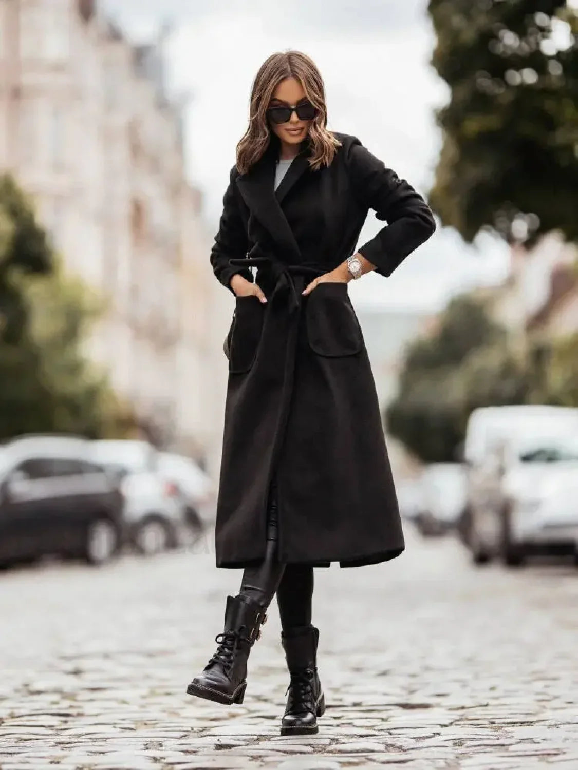 Women's Clothing Autumn and Winter Minimalist Double Breasted Long Sleeved Lapel Overcoats