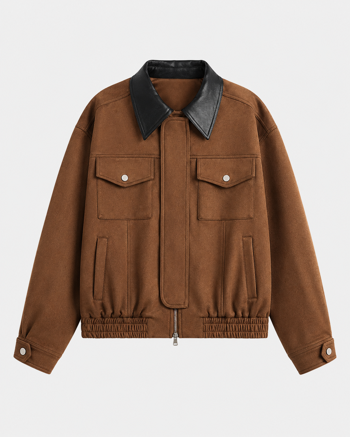 Women's Cropped Suede Barn Jacket Contrast Collar