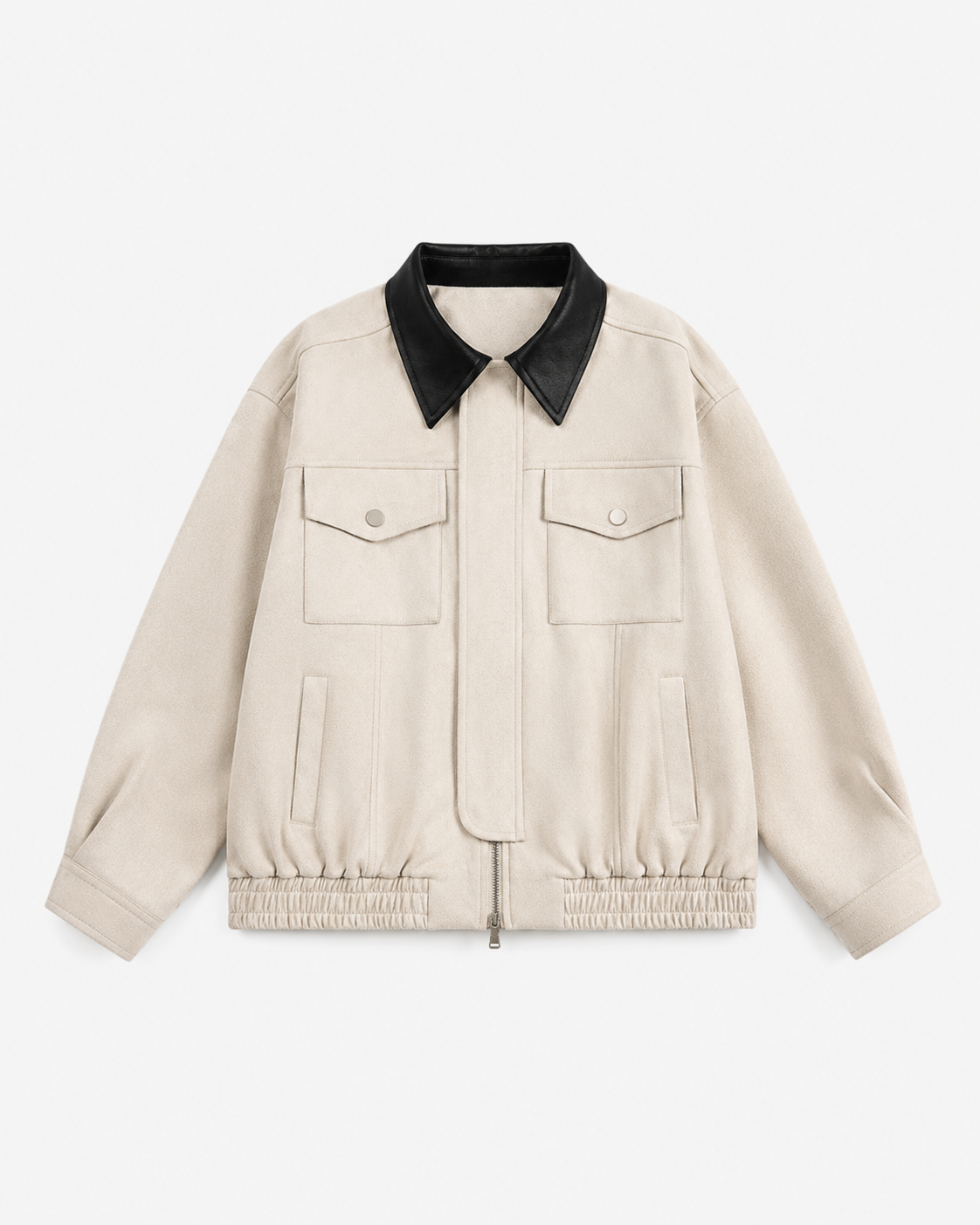 Women's Cropped Suede Barn Jacket Contrast Collar