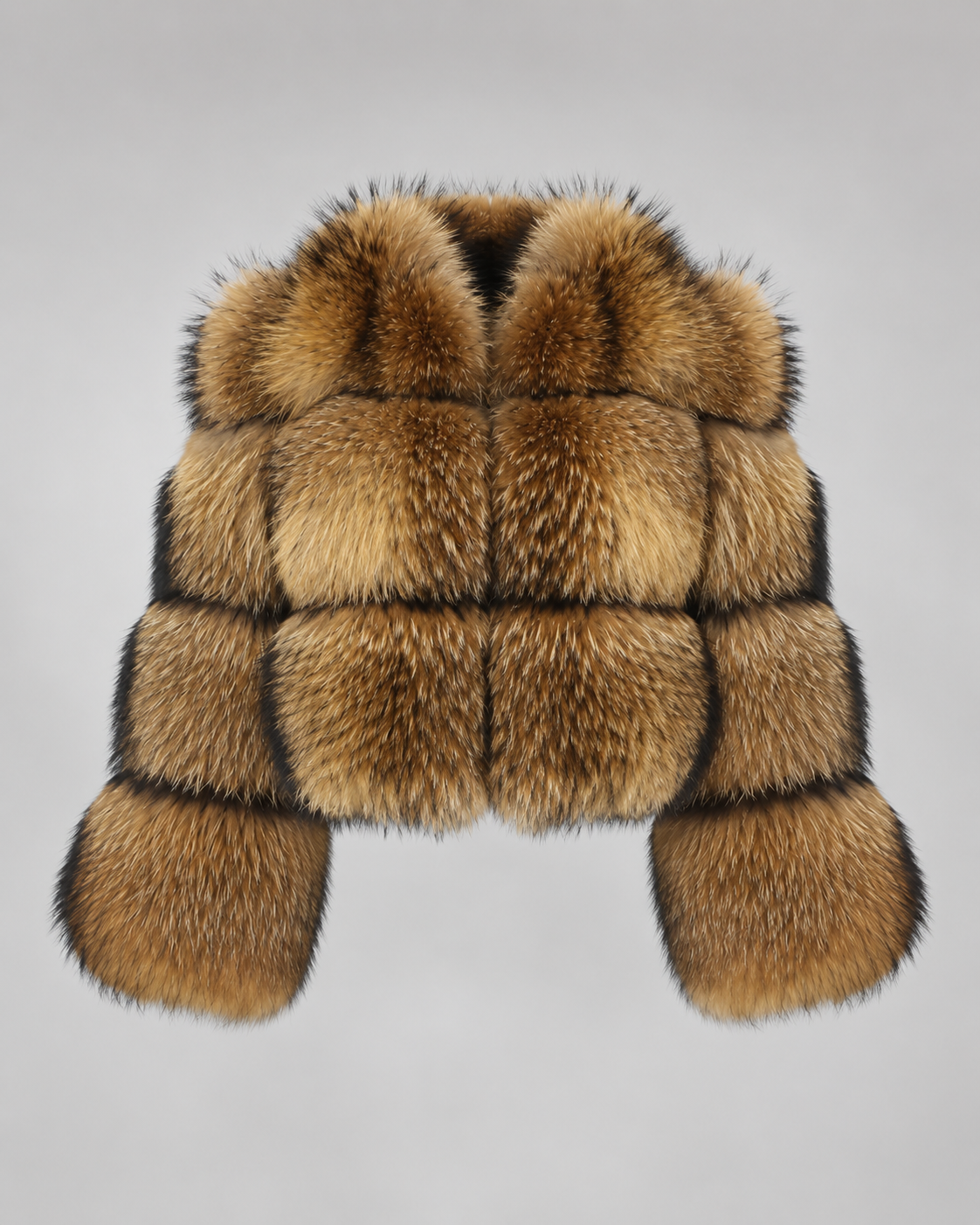 Cropped Faux Fur Stand Collar Jacket