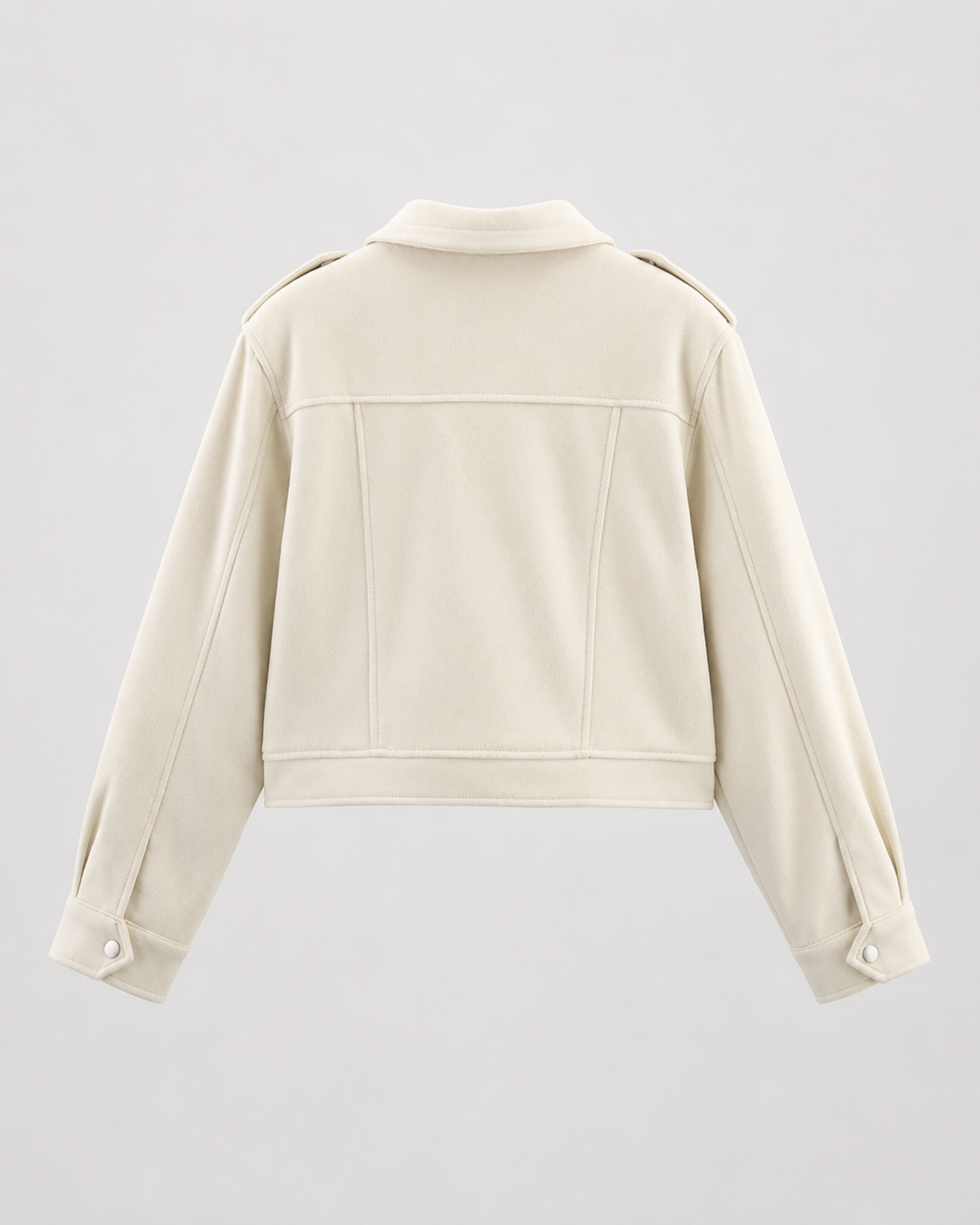 Women's Cropped Suede Jacket with Snap Flap Pockets